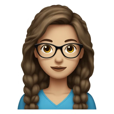 brown hair girl with glasses blue eyes sticker