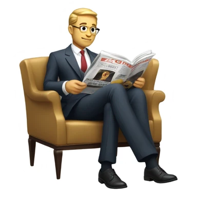 Billionaire reading golden magazine sticker