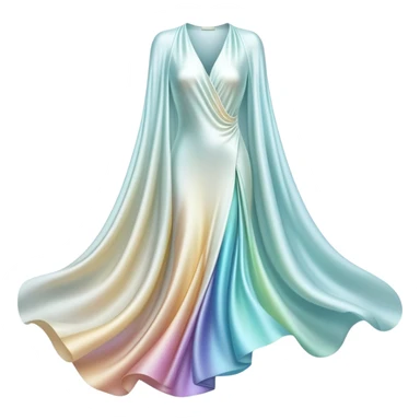 Elegant ethereal fabric-like flowing forms creating abstract clothing shape, personal style definition symbol, soft glowing essence sticker