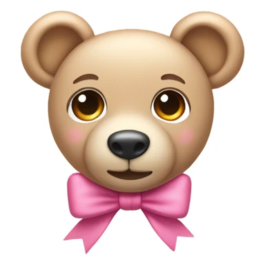 Light Beige teddy bear eyes wearing a pink bow on its right ear sticker