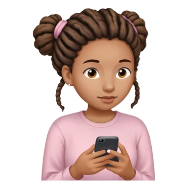 Medium brown woman with dreadlocks in bun Light pink shirt texting sticker