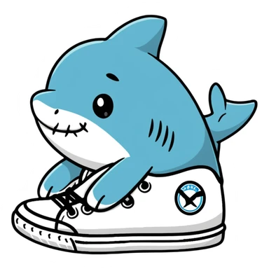 shark wearing sneakers, playful sticker