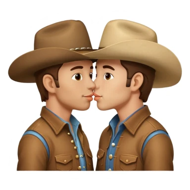 two men cowboys kissing with cowboy hats sticker
