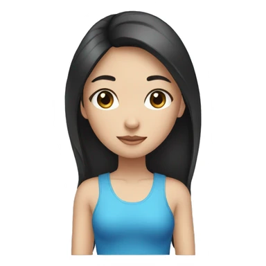 tan asian girl with dark long hair and blue eyes sticker