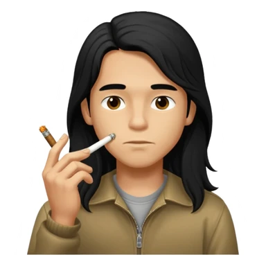 young boy with black long hair smoking weed sticker