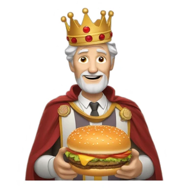 Old man with a burger king crown sticker