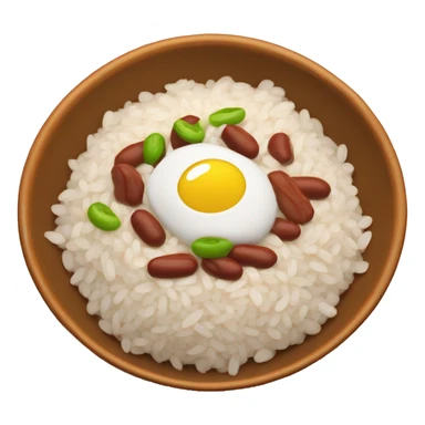 Puerto Rican dish “arroz con habichuelas” which is white rice and beans in a bowl sticker