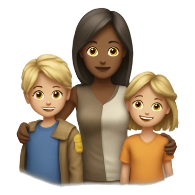 Mom with a girl and boy children sticker