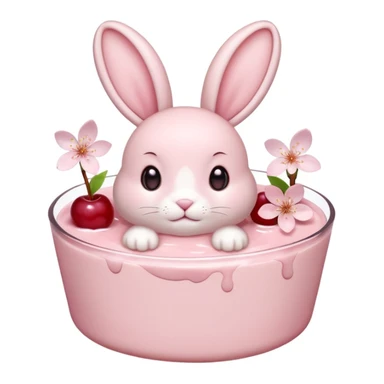 sakura pudding shaped like a bunny with cherry blossom accent sticker