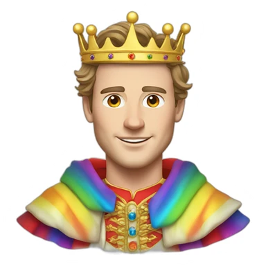 Jonathan Toews as a rainbow king with a royal robe on sticker