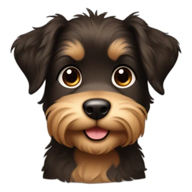 bouvier fawn brown and black puppy face very long hair smiling dark ears sticker