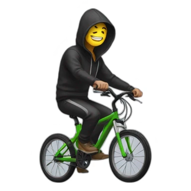 Hacker on bike with hoodie sticker
