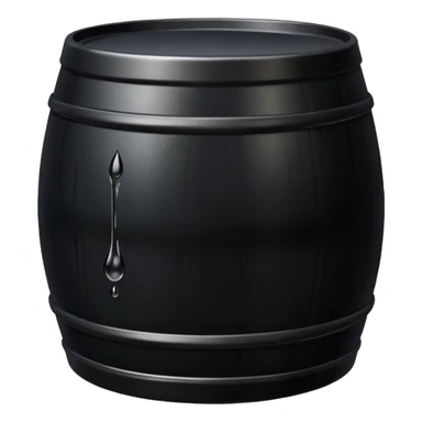 generate an ultra realistic black metal barrel without rust and with a black drop of oil on it sticker