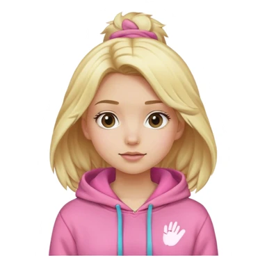 Blonde girl wearing pink palm puff hoodie sticker