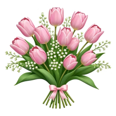 bouquet of light, pink tulips and babies breath ￼ sticker