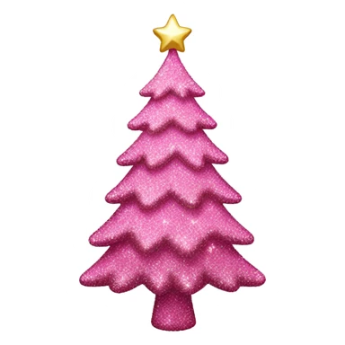 glittery pink christmas tree sticker