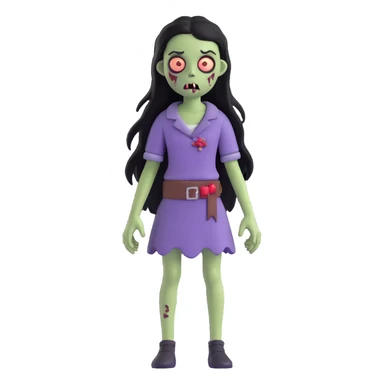 girl zombie with black long hair sticker