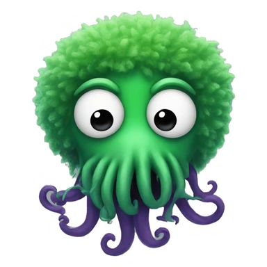 A green fuzzy dude with tentacles for a mouth sticker