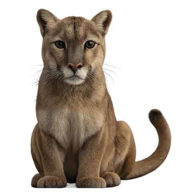 Make the mountain lion more realistic with no background, photorealistic style. sticker