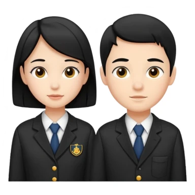 students in school uniforms girl and boy black hair sticker