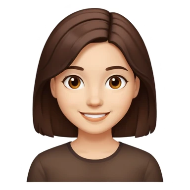 Girl with dark chestnut middle length hair, pretty light skin smiling  sticker