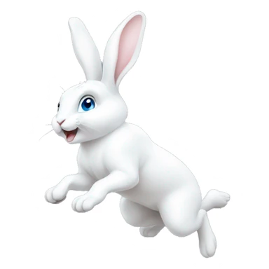 White rabbit blue eyes jumping sticker