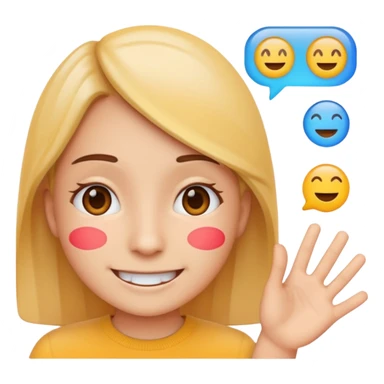 Create a realistic emoji of a device detecting different languages by analytics  sticker