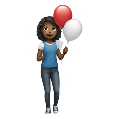 Girl holding a balloon sticker