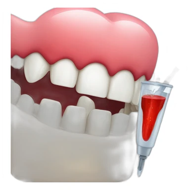 dental irrigator with teeth in blood sticker