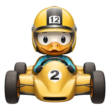 duck driving a race car sticker