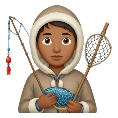 Inuit with a fishing net sticker