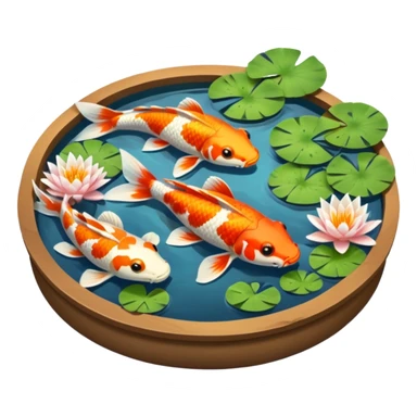 Koi fish in a little pond with lilli pads and frogs sticker