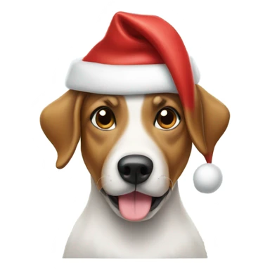 Dog wearing a Santa hat sticker