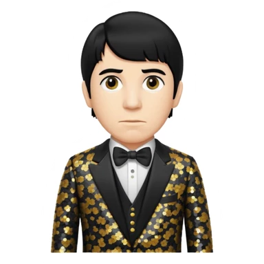 Moe Howard from The Three Stooges with black hair, black sequin suit  sticker