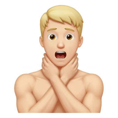 Guy crossing arms holding neck screaming sticker