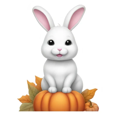 autumn cozy white rabbit in light pink pumpkin  sticker