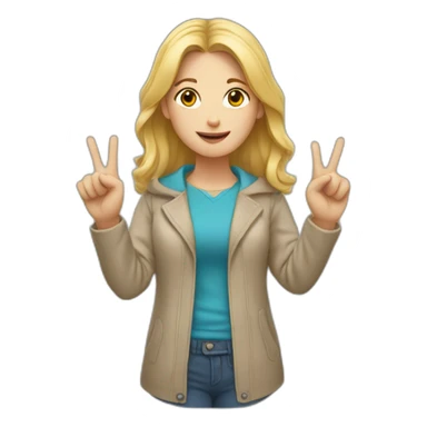 white woman ups two fingers sticker