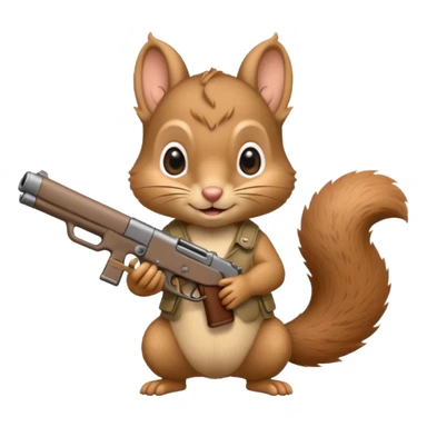 Baby Squirrel holding a gun sticker