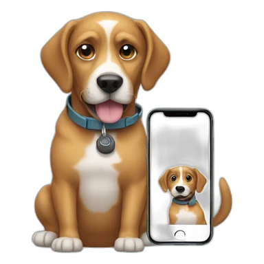 a dog with a phone sticker