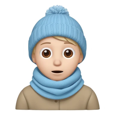claymation face, scarf up to nose, shivering, frosty air, cold weather, soft and cuddly sticker