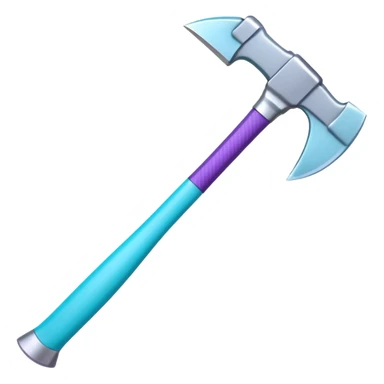 Axe with purple handle with silver blade with cyan edge sticker