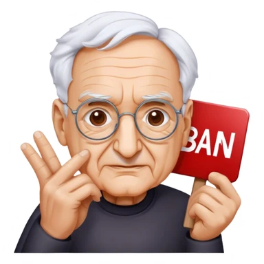 Frank Gehry with a "Ban AI" sign sticker