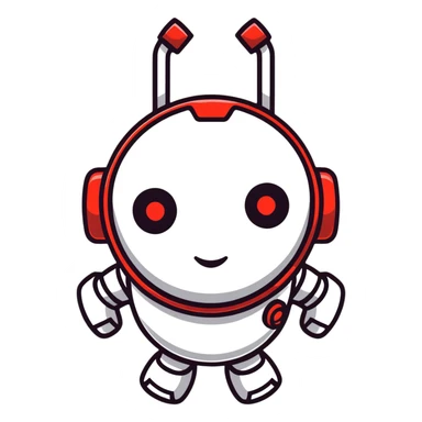polished minimalistic perfectly round steel robot face with a red line instead of eyes, simple clean design sticker