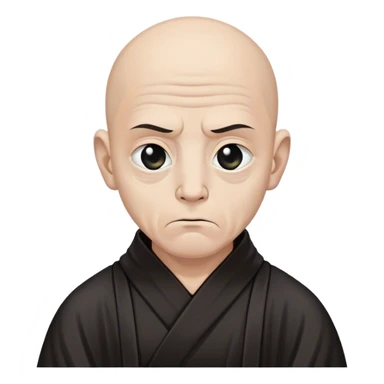 A silent monk with deep wrinkles, his black robe blending into the void, only his solemn eyes visible sticker