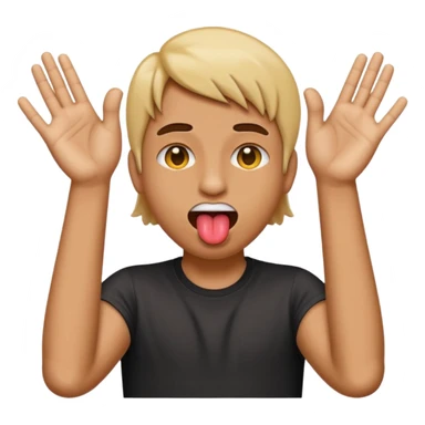 tongue sticking out emoji with rock and roll hands on each side of face sticker