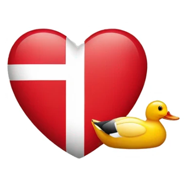 Denmark Flag with red Heart and duck sticker