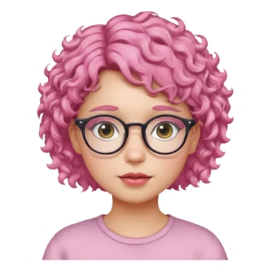 girl with glasses and curly pink short hair sticker
