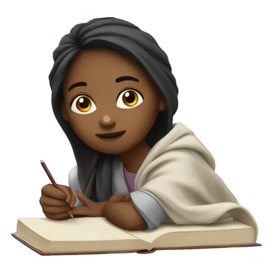 girl studying with blanket sticker