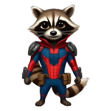 Rocket raccoon dressed as Spiderman sticker