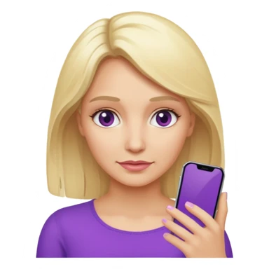 Une femme blonde âgée avec un smartphone dans la main et des ondes violettes  sticker